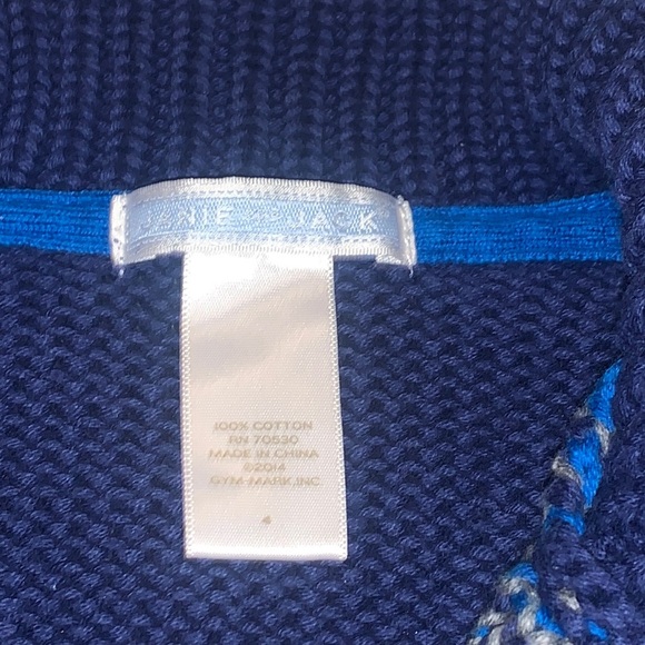 Janie and Jack Boys Plaid Chunky Knit Cardigan Sweater Size 4 Blue/Navy - Picture 7 of 7